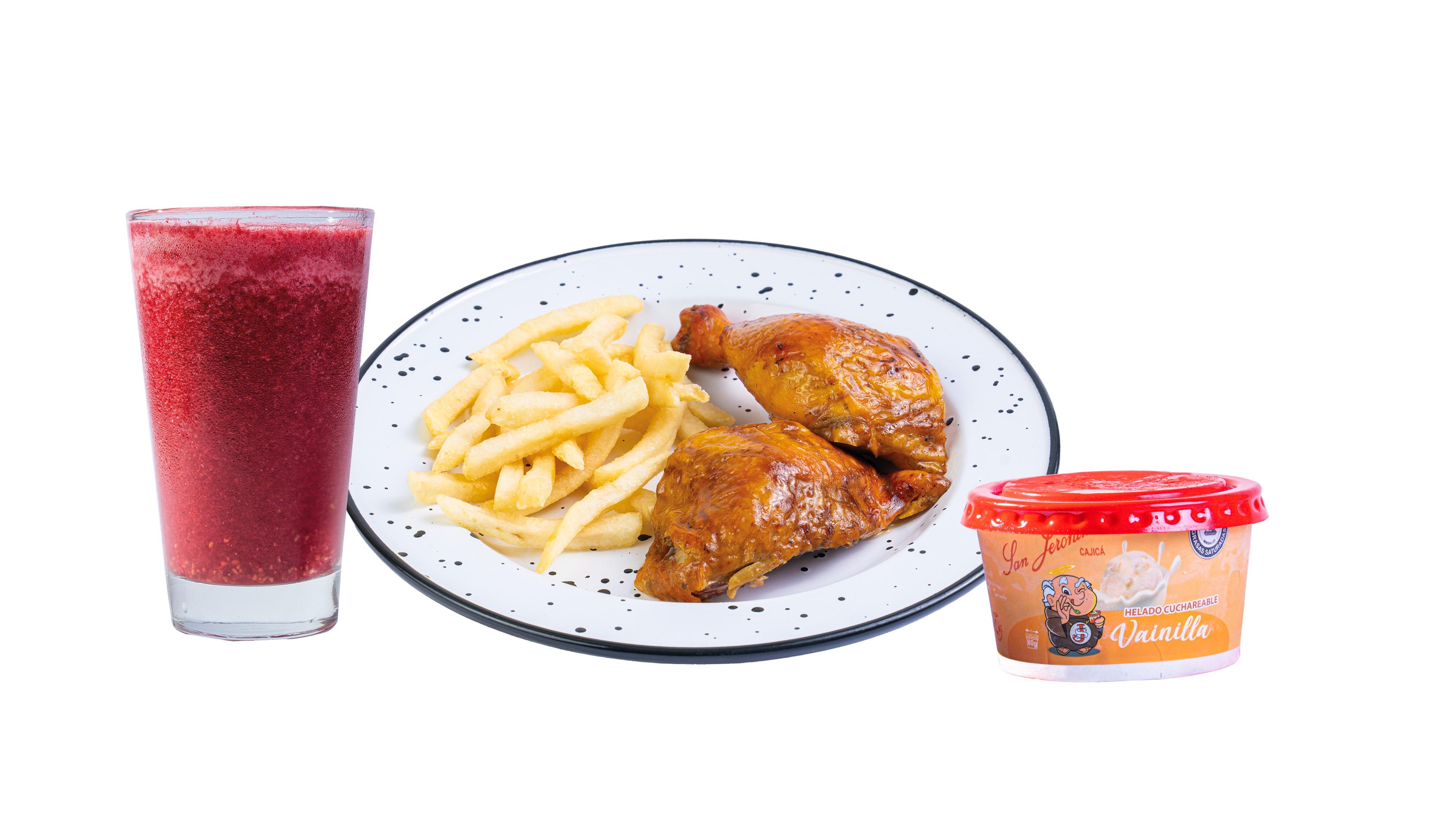 Menu Infantil Pollo Asado con Helado