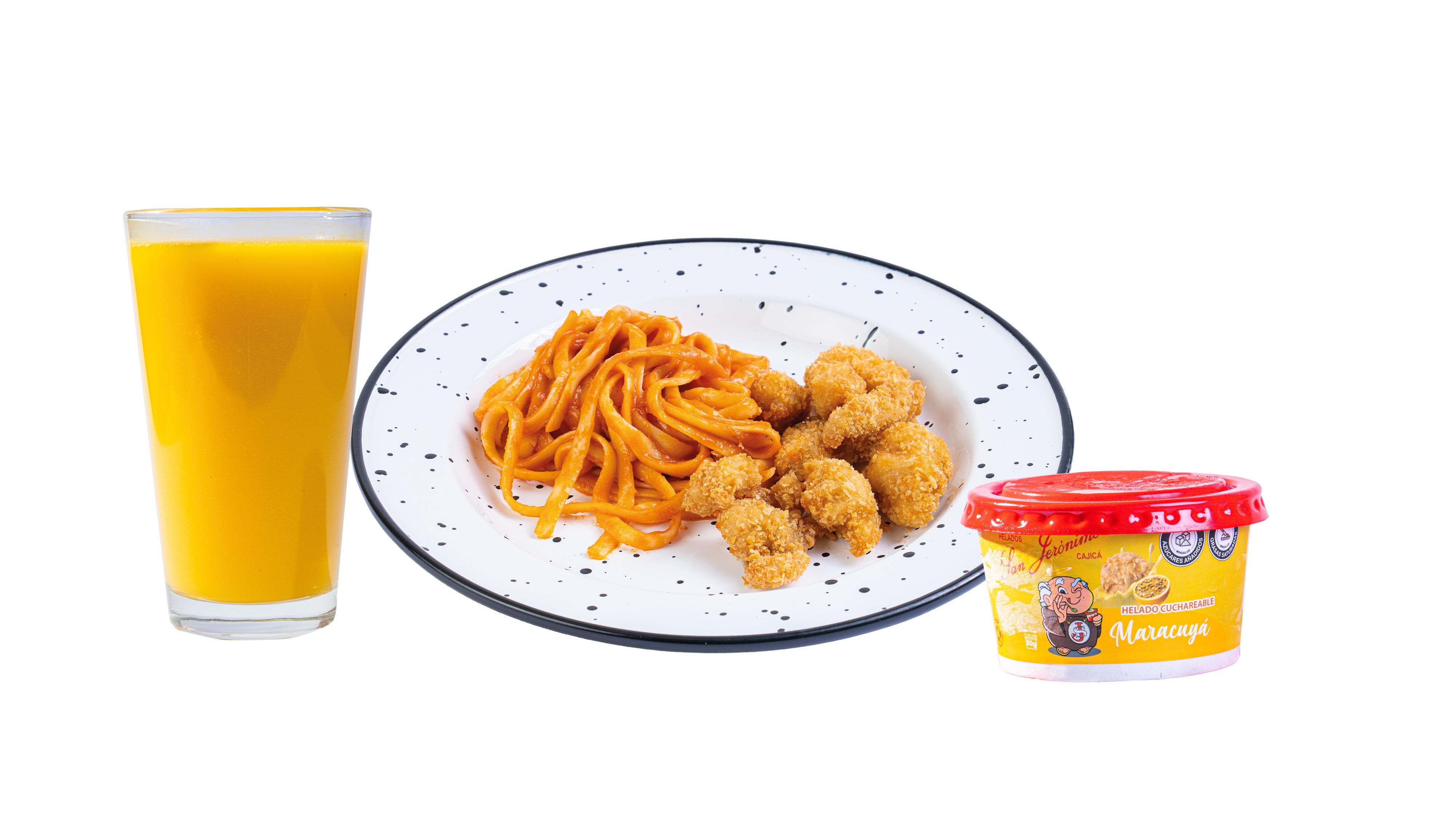 Menu Infantil Trocitos con Helado