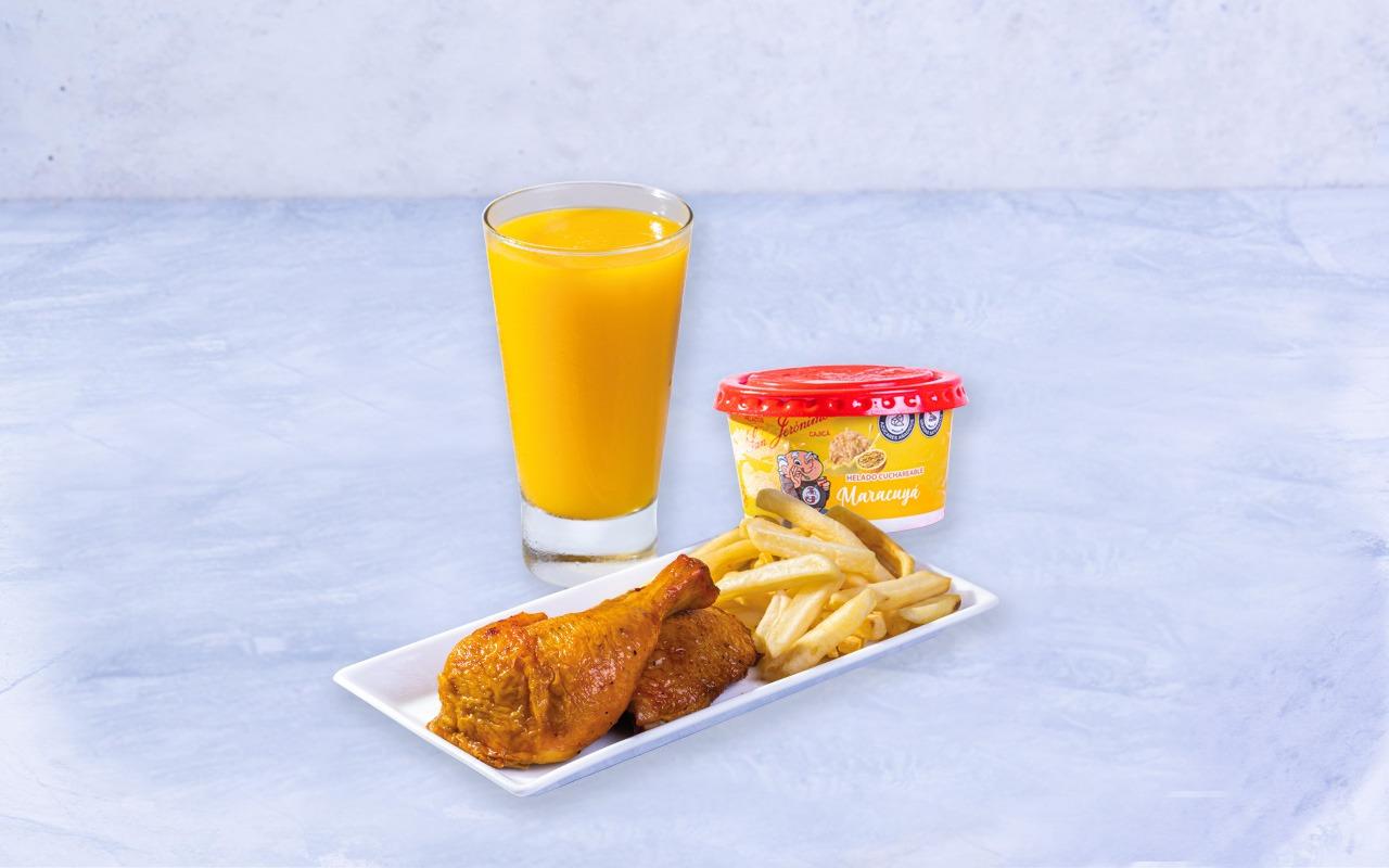 Menu Infantil Pollo Asado con Helado